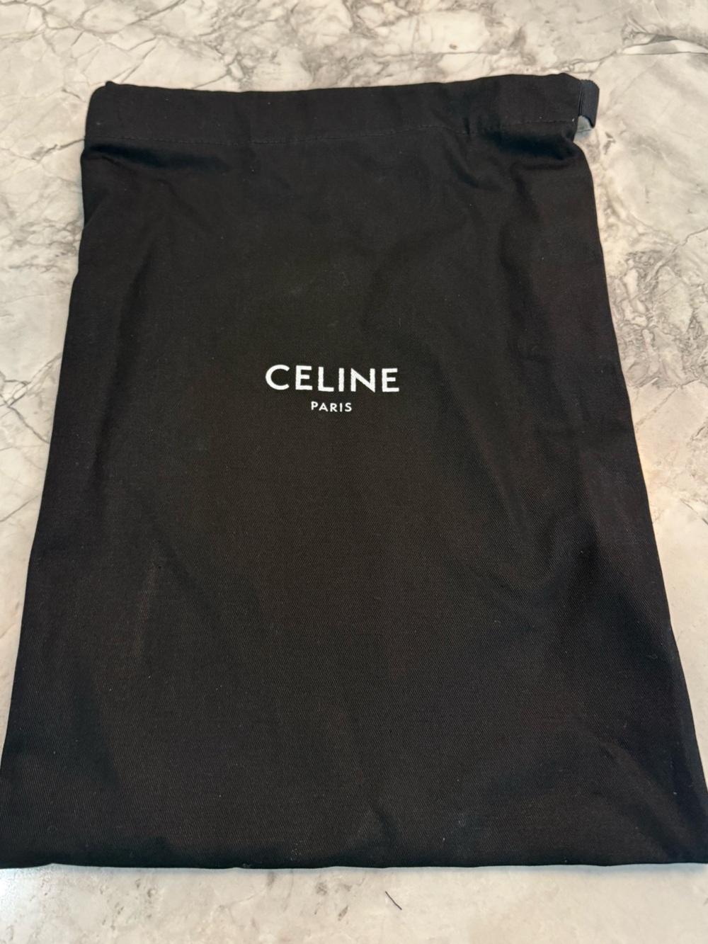 Celine Black Drawstring Dust Bag with White Logo NEW